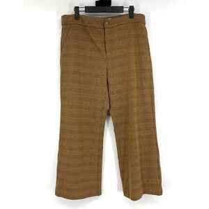 Michael Kors Pants Womens Size Large Brown Glen Plaid Wide Leg Crop Trousers